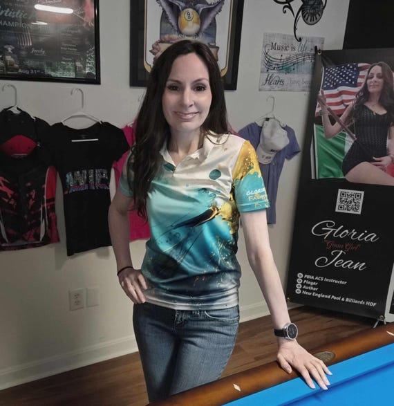 Gloria Jean's Teal and Gold Marbled Ladies' Polo, Fashion Fuzed
