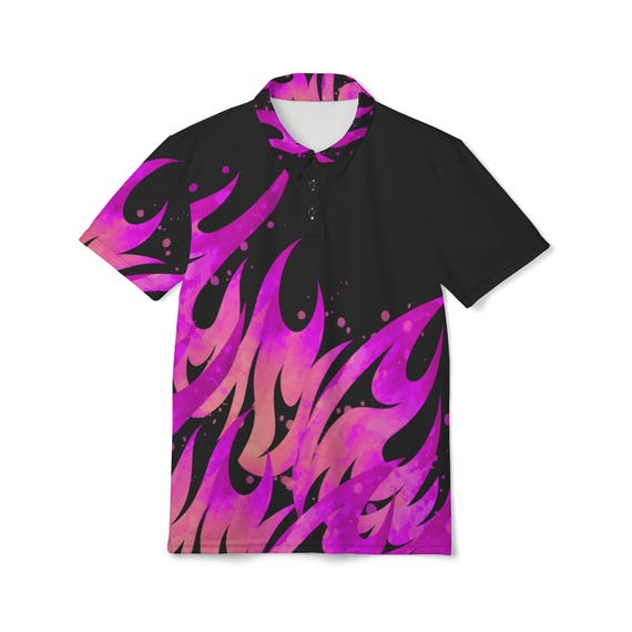 Pink Abstract Flames, Customizeable Polo.