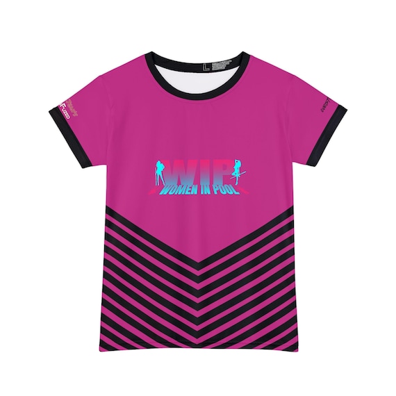 Women In Pool Logo, Pink and Black Chevron, Gloria Jean's Fashion Fuzed