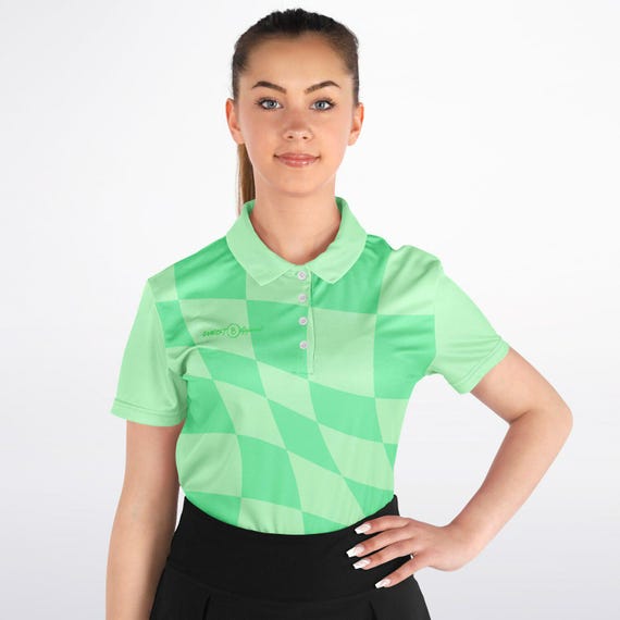 Bojana Mint Checkered Polo, Cueist Apparel Pro Team