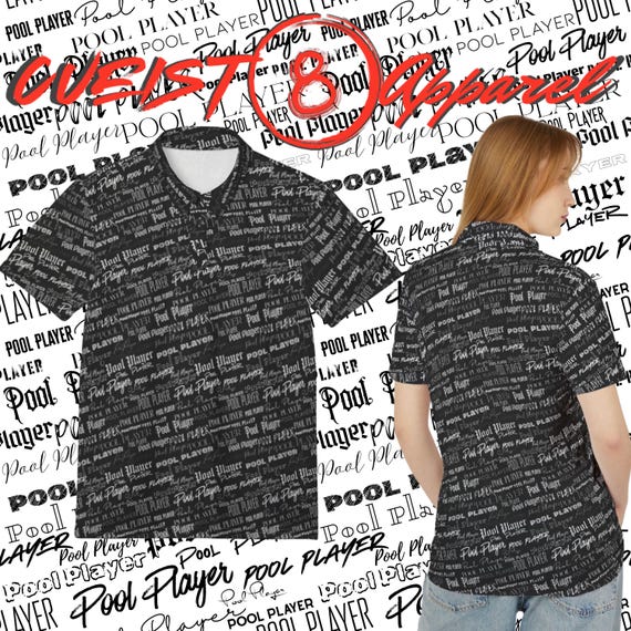 Pool Player Pattern Polo, Stylish Unisex Polo Shirt, Casual Wear, Gift for Him, Outdoor Events, Trendy Fashion