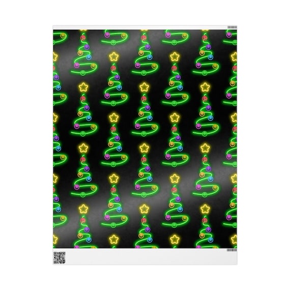 Neon 8 ball oranments wrapping paper. Pool Player wrapping paper.