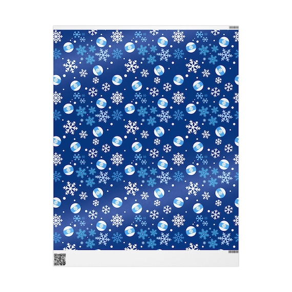 10 ball and snowflakes wrapping paper. Pool player wrapping paper.
