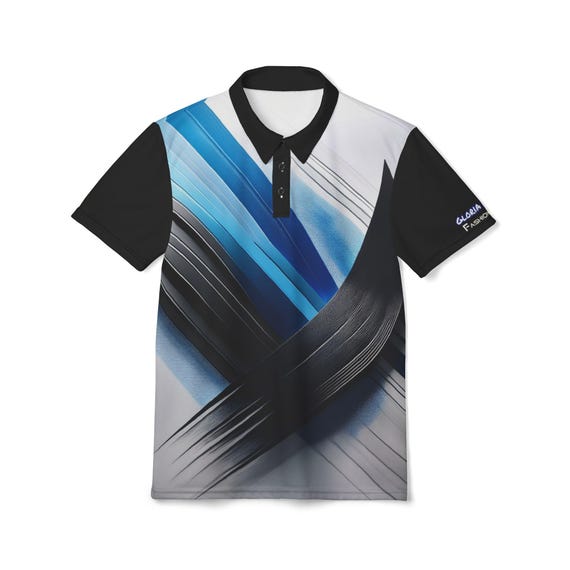 Blue and Black Swoop Unisex Polo. Gloria Jean's Fashion Fuzed
