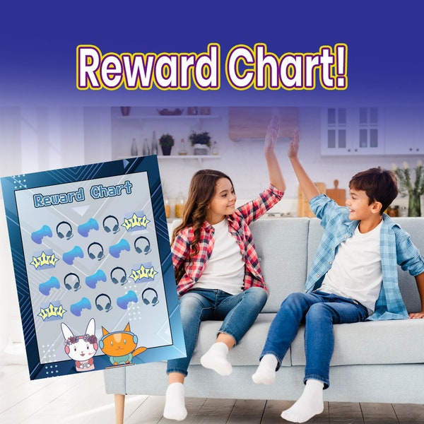 Reward Chart for gamers for kid behavior and growth reward them with screen time digital download for child development playroom decor fun