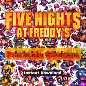 Naklejki do druku Five Nights At Freddy&#39;s PNG do pobrania i wydrukowania w wersji cyfrowej. Naklejki niestandardowe.
