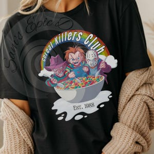 Cereal Killers Club PNG, Horror Cartoon Digital Download, Chucky Jason Freddy Art, 80s Style Killer Cereal Print