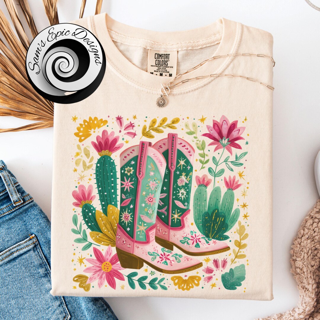 Western Boho Cowboy Boots PNG, Cowgirl T-shirt Design, Dessert ...