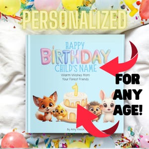 PERSONALIZED BIRTHDAY BOOK, First Birthday Book, Second Birthday Book, 3rd Birthday Book, 1st bday book, Birthday Book with pet,