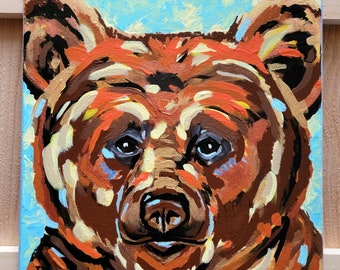 Abstract Bear "Yona" Acrylic Textured Painting