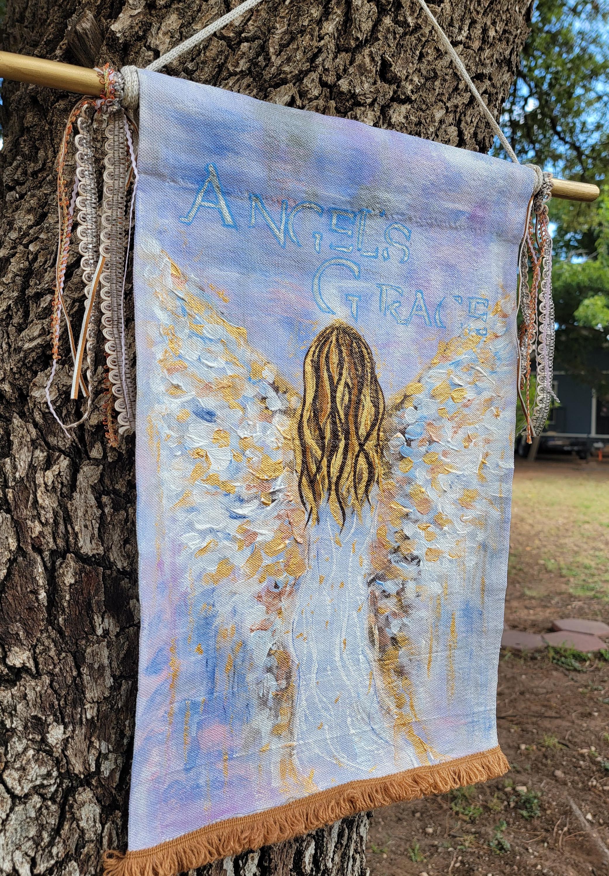 Hand Painted Angel Wall Hanging – Spiritual Canvas Banner With “angel’s ...