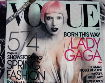 Magazine Fabric, 3 pieces Magazine Covers, Lady Gaga, Emma  Watson, Fashion Icons, printed Cotton fabric, Models, Portraits, popart