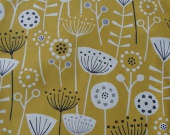 English design Yellow Floral Upholstery Fabric, Sturdy Cotton Heavy fabric, Yellow Upholstery, Abstract Flowers
