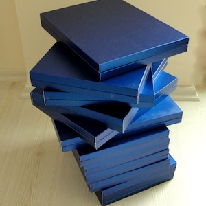 12 cajas de joyería para collares grandes, cajas de cartón azul cobalto