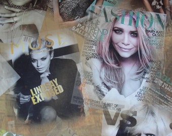 Magazine Covers, Lindsay Lohen, George Clooney, Kate Moss, Rihanna etc, printed Cotton fabric, popart