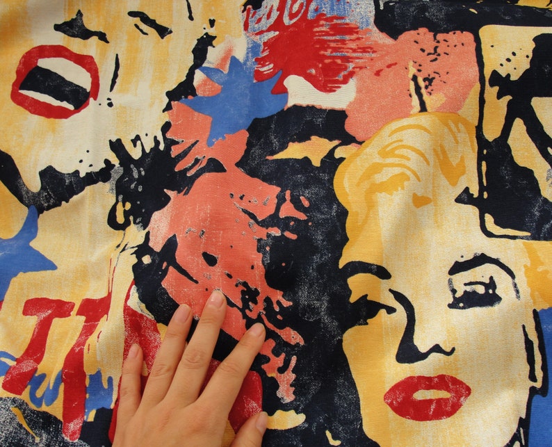 Pop Art Marilyn Monroe Abstract Printed Cotton Fabric Statue Etsy