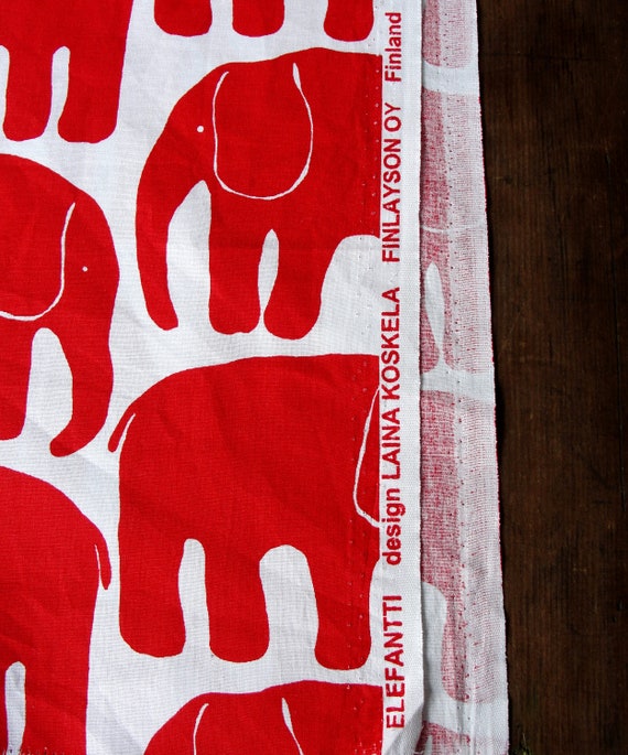 Finlayson Elephant Print Fabric Scandinavian Cotton Fabric - Etsy UK