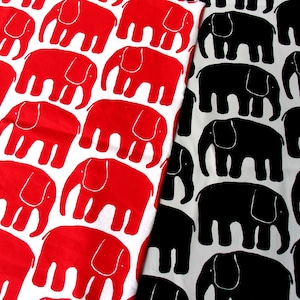 Finlayson Elephant print fabric - Scandinavian cotton fabric, Elefantti nursery children Kids room, Finnish design