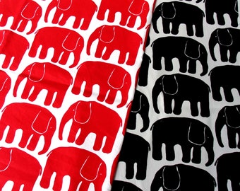 Tissu imprimé éléphant Finlayson - Tissu en coton scandinave, Elefantti crèche enfants Chambre d'enfant, design finlandais