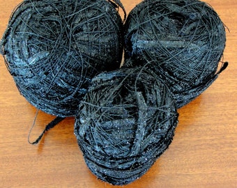 Filato di nastro glitterato nero - 3 gomitoli in misto lurex (19,40 oz)