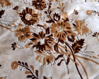 Tela de tapicería vintage de terciopelo floral de los años 50 - Usada