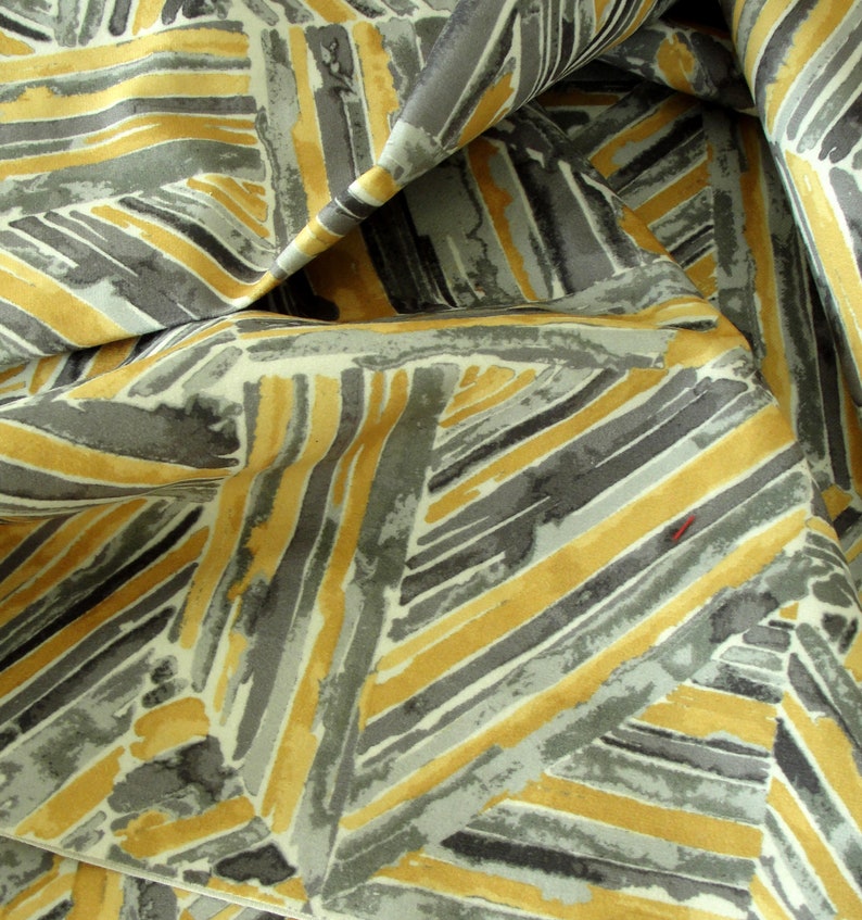 Geometric Printed Upholstery Fabric Yellow, White and Gray Etsy