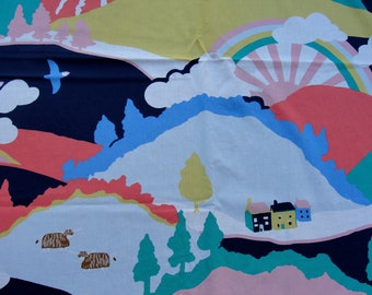 Cute Rainbow Farm printed fabric - Scandinavian Bedding Sheets cotton fabric, nursery children Kids room