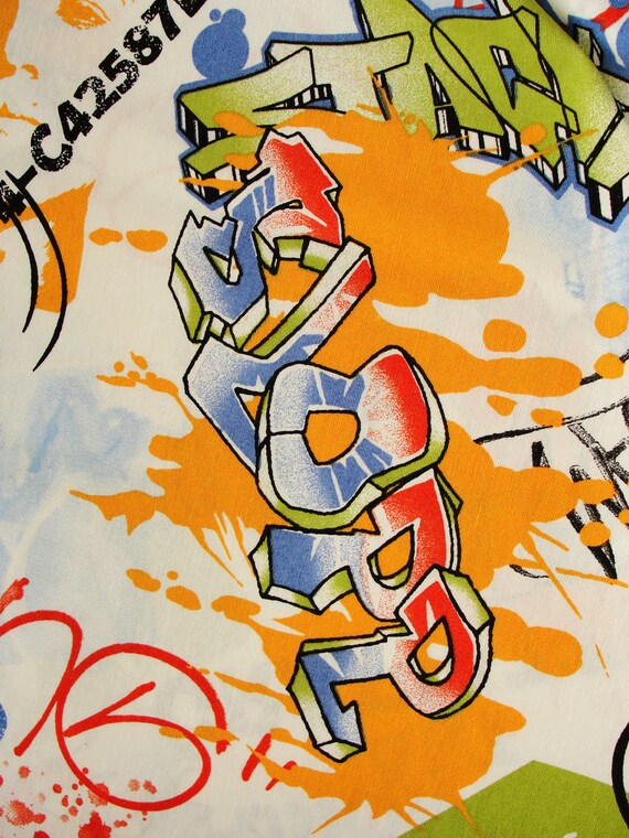 Pop Art Graffiti Abstract Printed Cotton Fabric Double Width Etsy