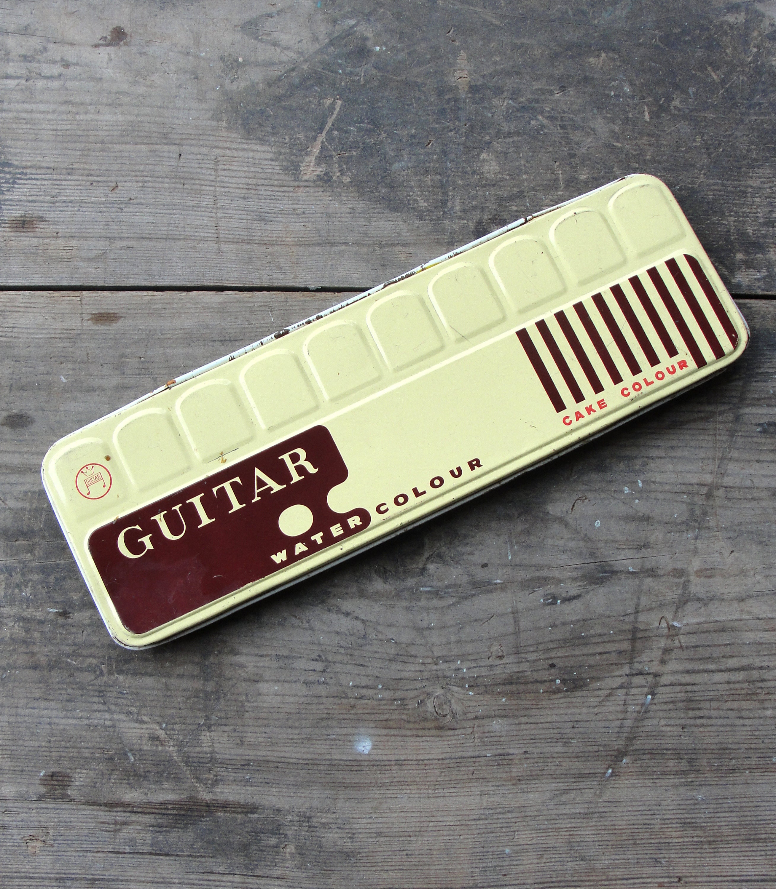 Vintage Guitar Brand Watercolor Paint Box: 18 Colors, Collectible