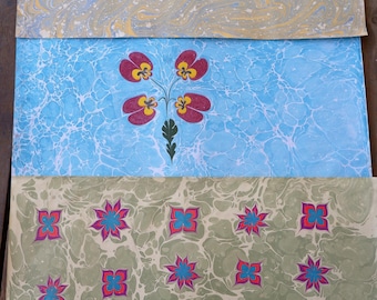Handmarmoriertes Ebru-Papierset: Türkische Papierkunst (50 x 35 cm)