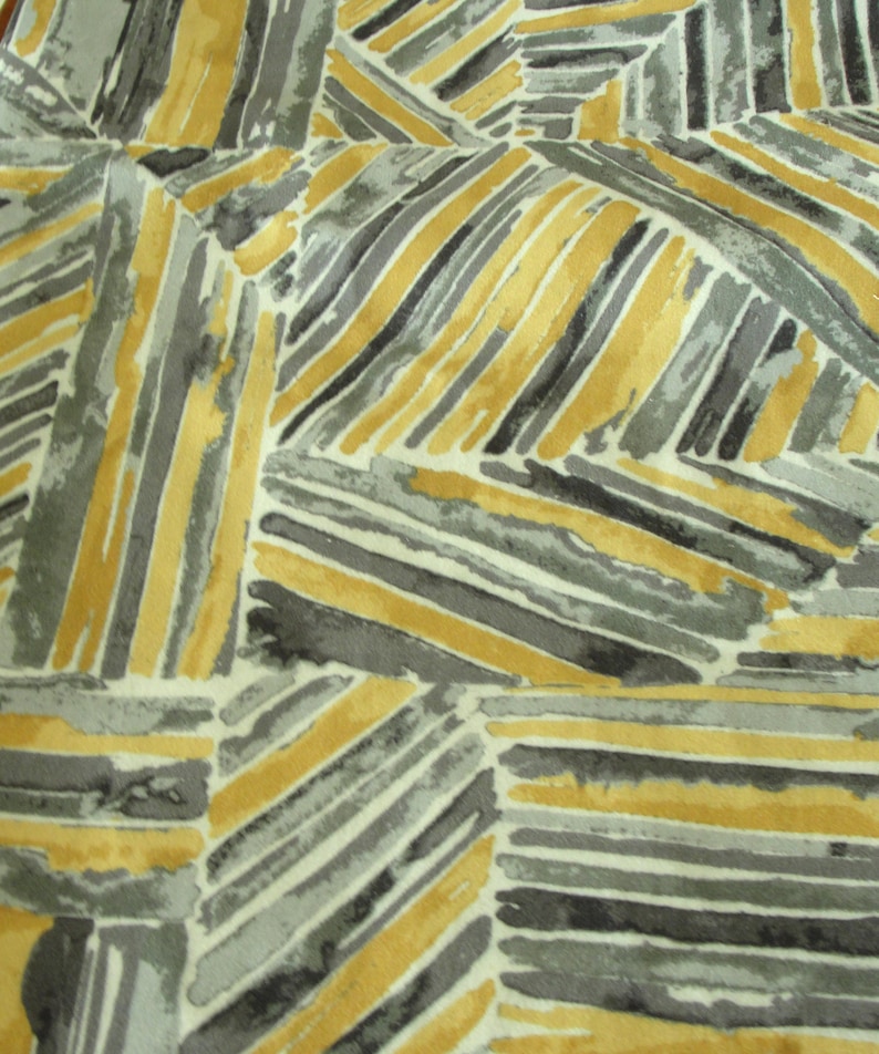 Geometric Printed Upholstery Fabric Yellow White and Gray Etsy