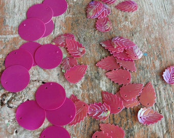 Vintage Leaf and Round Sequins Pink color 300 pc