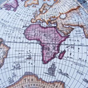 Pièce de tissu en cuir imprimé carte du monde Globe Wanderlust Faux cuir