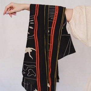 Sciarpa nera da donna, fascia per sciarpa fatta a mano, regalo di buona fortuna, involucro da spiaggia Sarong, sciarpa da collo da donna, fascia per la testa per donna, regali unici per lei immagine 5