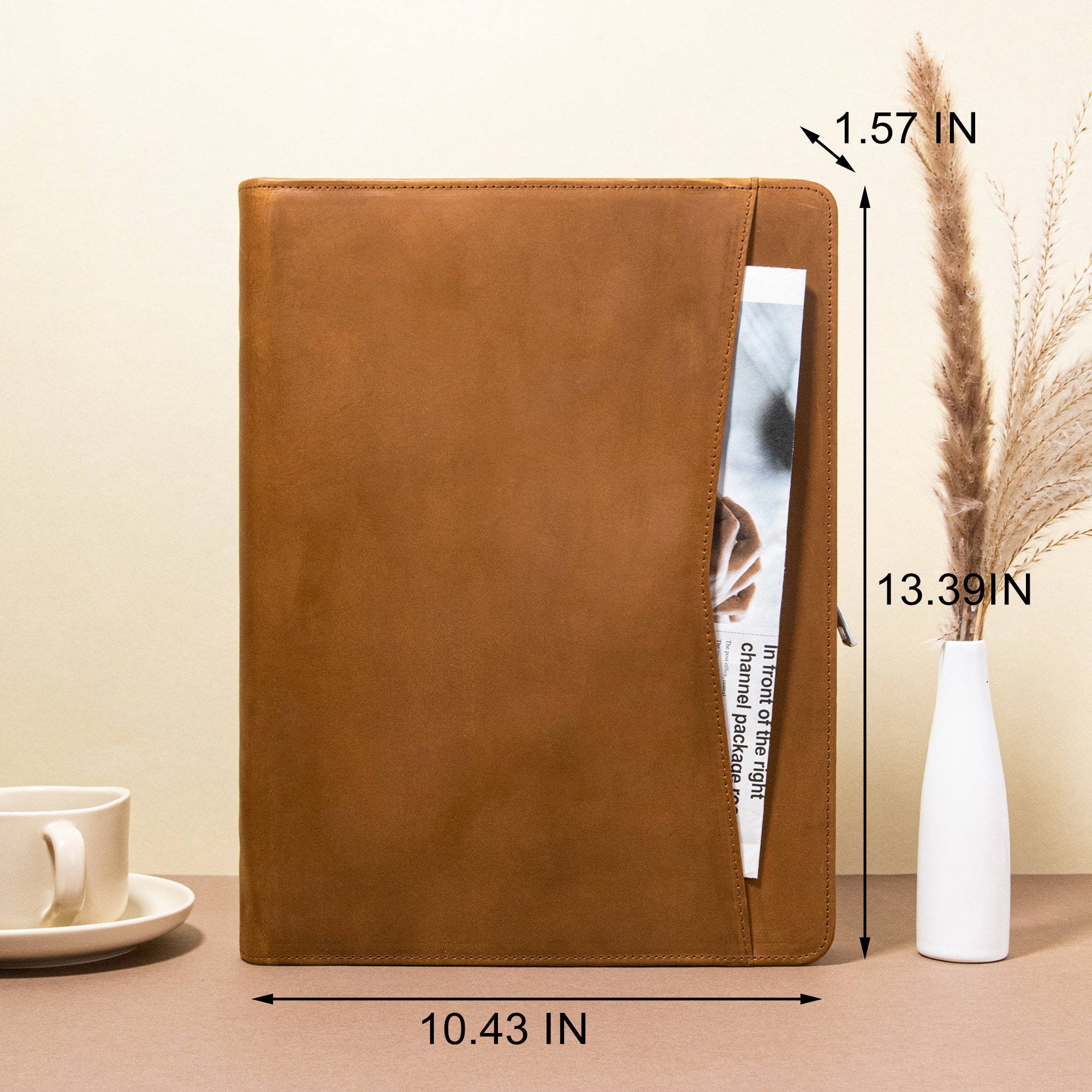 Vintage A4 Crazy Horse Leather Portfolio for Men, Personalized Office ...