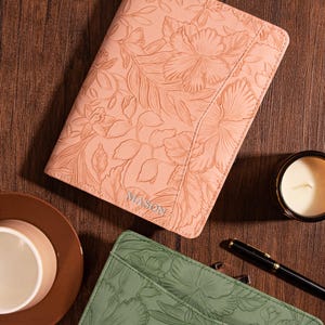 Portafolio de cuero rosa personalizado para mujer, agenda recargable A5, portafolios personalizado, funda para bloc de notas A5, regalo de aniversario para niña