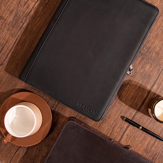 Handmade Crazy-Horse Leather Padfolio Portfolio Case Business Organizer Tablet - View #11