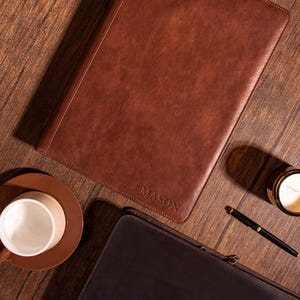 Blocco note personalizzato in similpelle, copertina ad anelli personalizzata, portadocumenti con nome e logo incisi, portadocumenti, regalo per la mamma