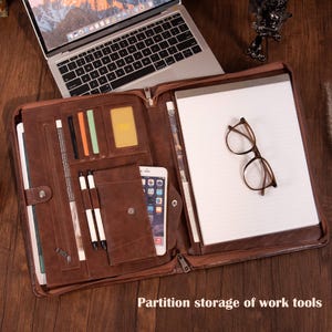 Porte-documents personnalisé avec poignée, bloc-notes rechargeable en cuir PU A4, porte-documents personnalisé, sac à main respectueux de l'environnement, cadeau unique pour la fête des pères