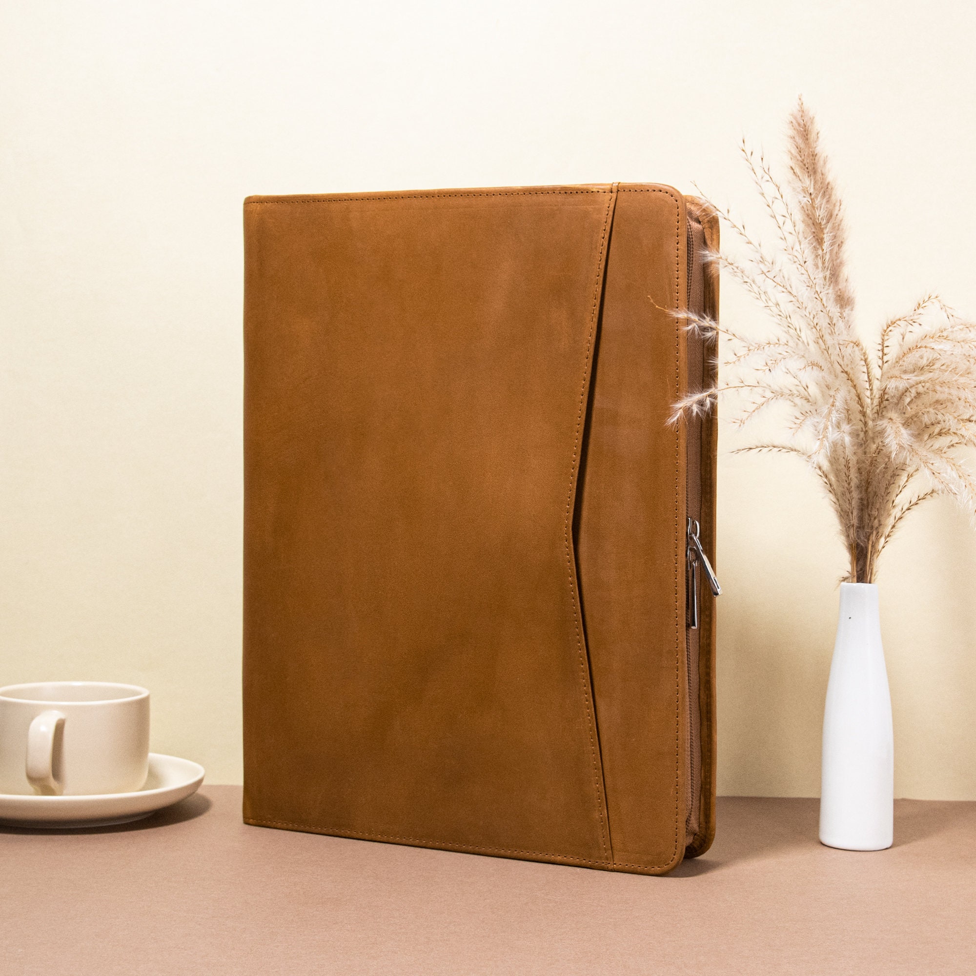 Vintage A4 Crazy Horse Leather Portfolio for Men, Personalized Office ...