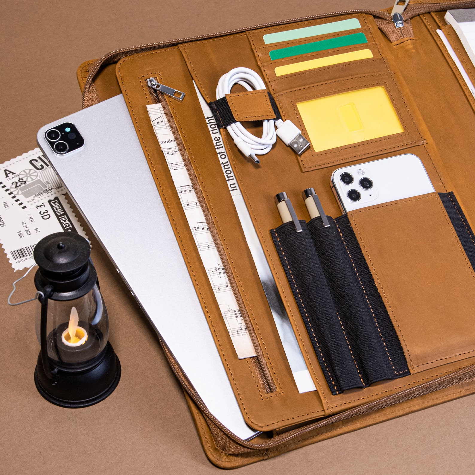 Vintage A4 Crazy Horse Leather Portfolio for Men, Personalized Office ...