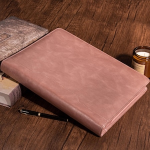 Customized Rose Gold Pu Leather Portfolio, 3-Ring Personalized Binder, Eco-Friendly Padfolio for Women, A4 Reminder Notepad, Gift for Her