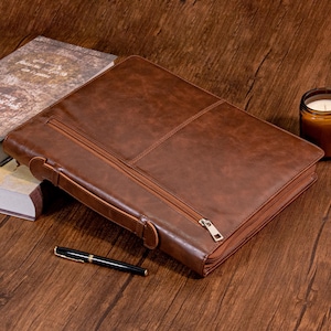 Portafolio personalizado de piel sintética para mujer, bolso de viaje grande de 35,5 cm, maletín rellenable, maletín con nombre personalizado, regalo para él/ella/hombre