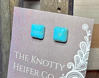 Turquoise Square Stud Earrings