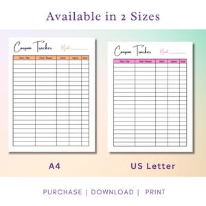 Coupon Tracker Printable, Coupon Code Tracker, Discount Sales Log ...