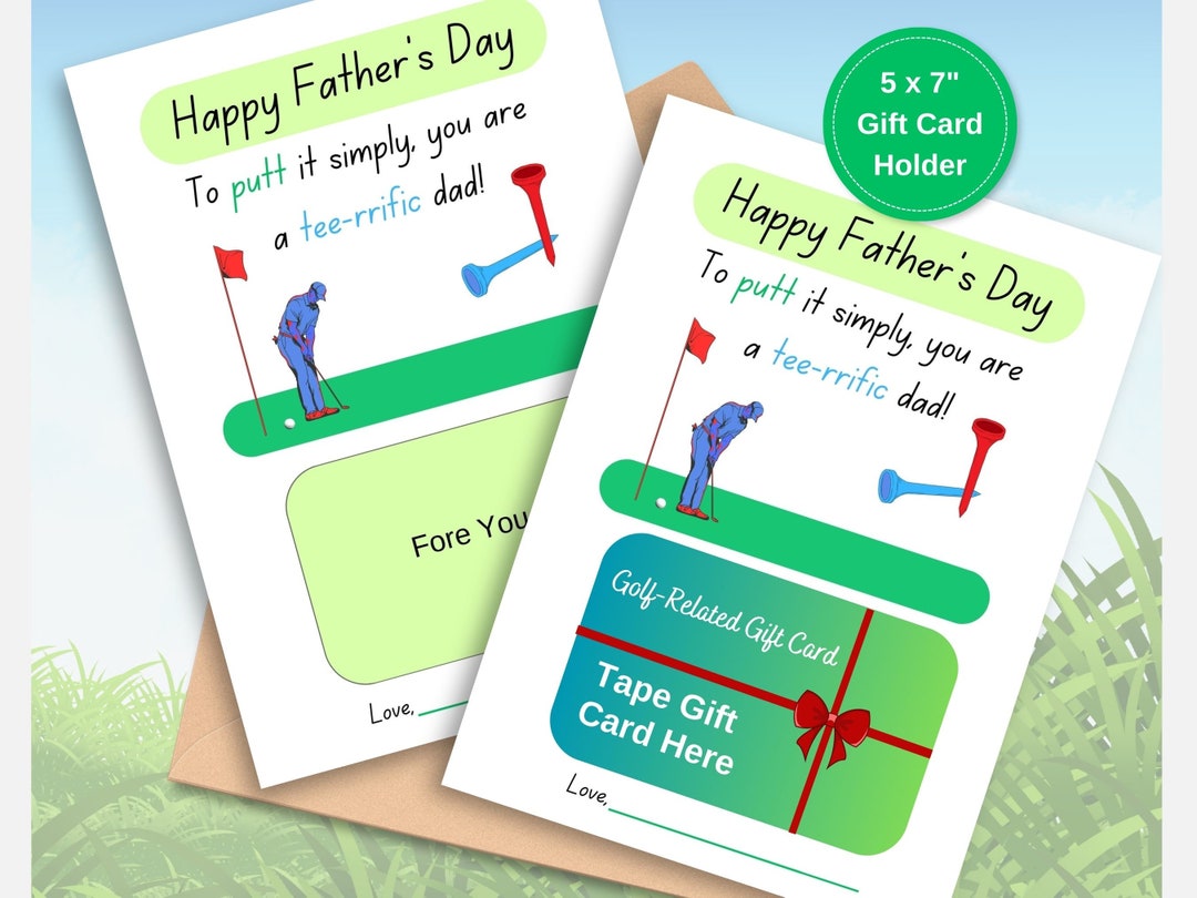 Happy Fathers Day Printable Golf Gift Card Holder, Funny Fathers Day