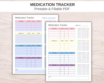 Wekelijkse medicatietracker, invulbaar medicijnlogboek afdrukbaar, recept intakelijst voor verpleegkundigen, seniorenzorgplan, planner voor zorgverleners
