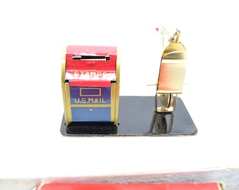 Vintage Mail Box Stamp Dispenser With Postage Scale and Original Box 1950s Made in Japan