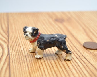 Vintage Hubley Miniature Bulldog Puppy Paperweight Cast Iron 1930s Tiny Toy