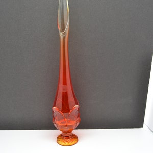 Vintage Viking Swung Glass Vase Persimmon Amberina Bud Vase Cabbage Leaf Mid Century Modern image 2